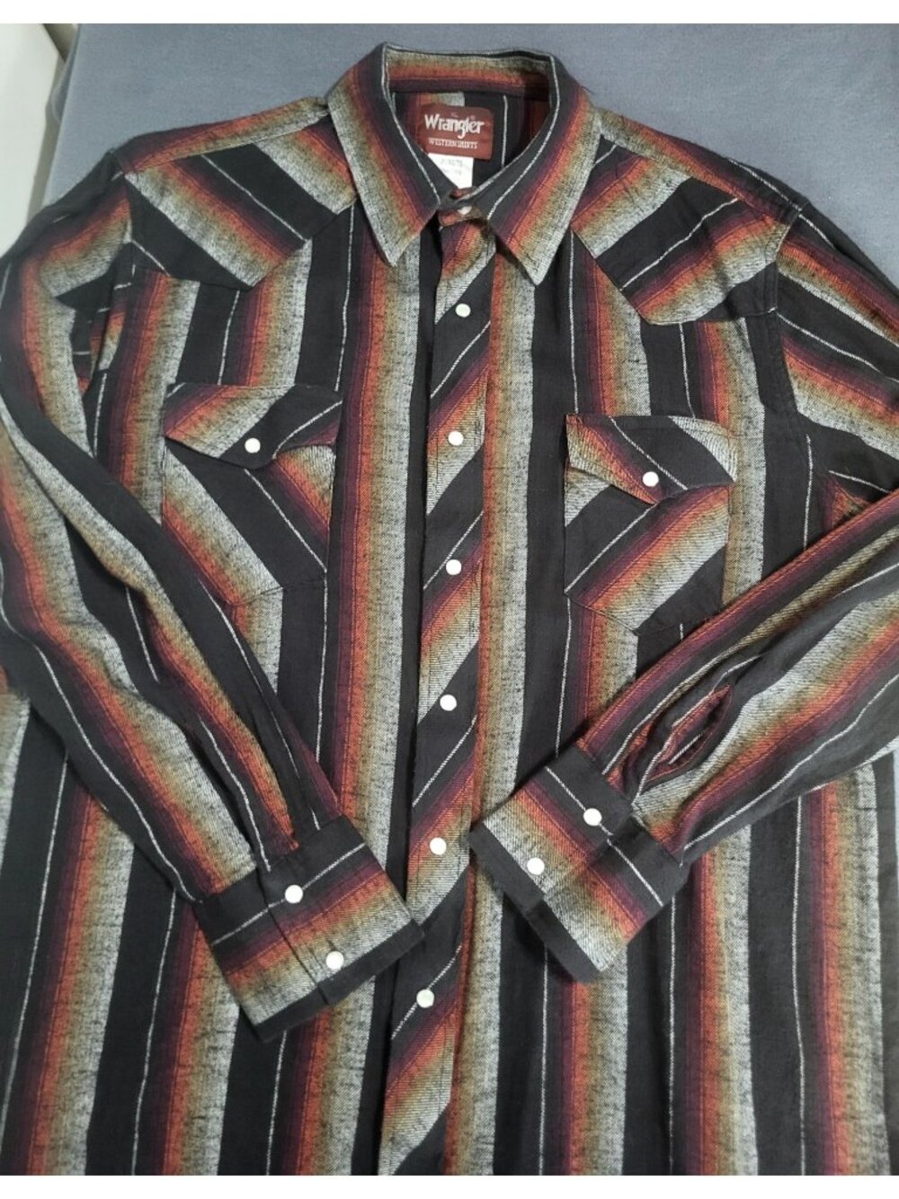 VTG Wrangler Men's SZ XL Western Pearl Snap LS Shirt Country Rodeo Cowboy Ranch